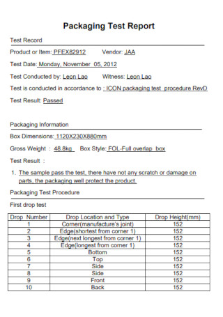 Packaging Test Report