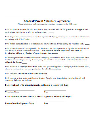 Parent Volunteer Agreement