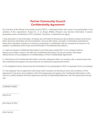 Partner Confi dentiality Agreement