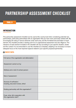 Partnership Assessment Checklist
