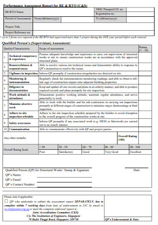 Performance Assessment Report