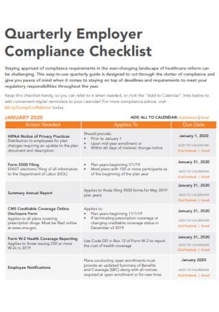 Quarterly Employer Compliance Checklist