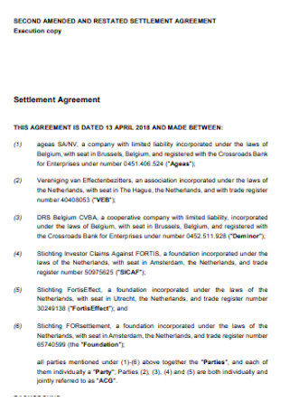 Restated Settlement Agreement