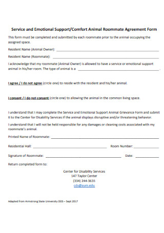 Roommate Service Agreement