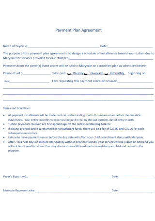 Sample Payment Plan Agreement Template