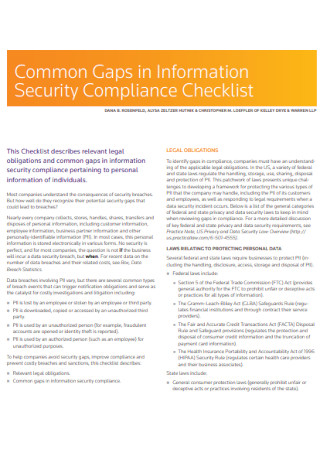 Security Compliance Checklist