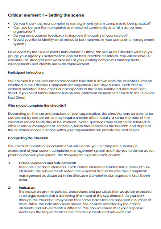 Self Audit Management Checklist