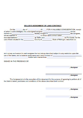 Sellers Assignment of Land Contract