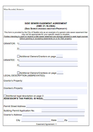 Side Sewer Easement Agreement