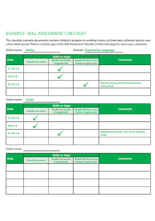 Skill Assessment Checklist Example