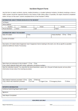 Standard Incident Report Form