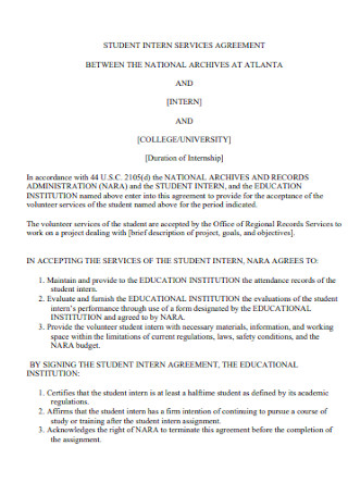 Student Intern Service Agreement