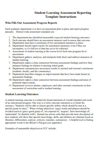 Student Learning Assessment Report