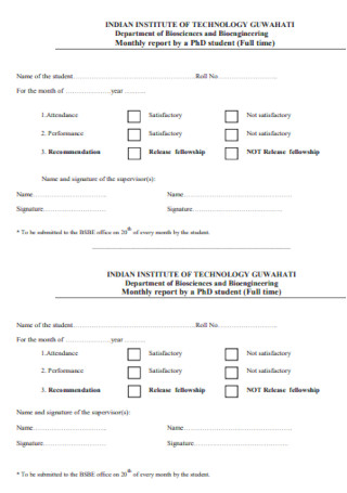 Student Monthly Report Template
