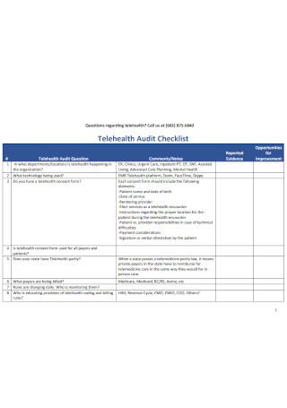 Telehealth Audit Checklist