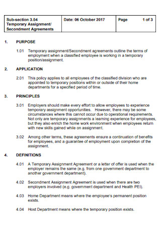 Temporary Assignment Agreements