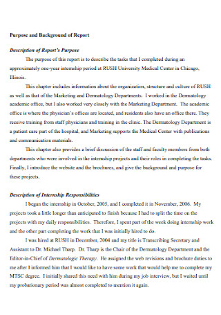 University Internship Report