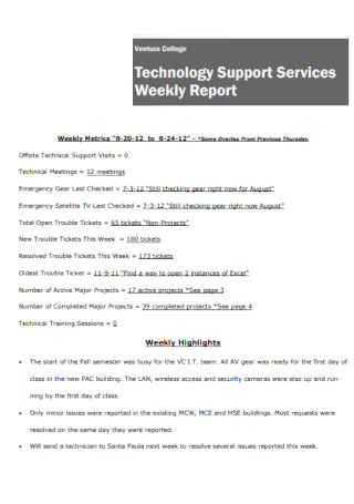Weekly Technology Services Report 