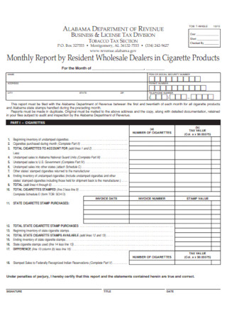 Wholesale Products Monthly Report