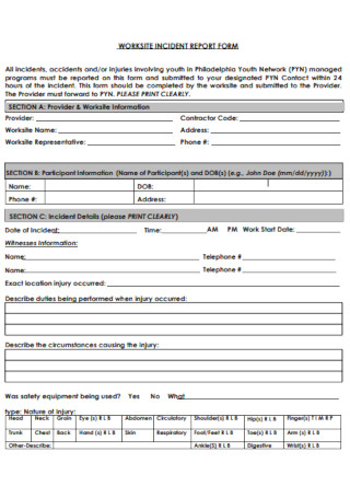 Worksite Incident Report Form