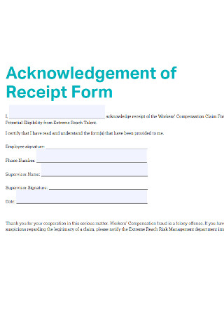 Acknowledgement of Receipt Form