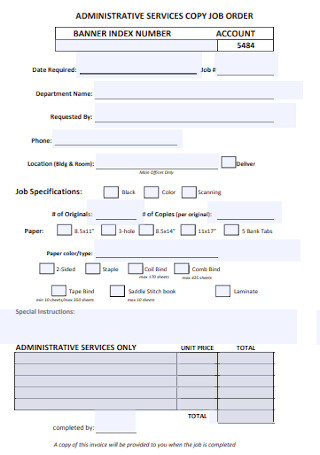 Administrative Job Order Form