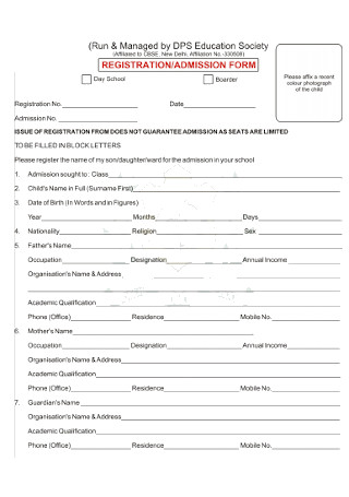 Admission Registration Form
