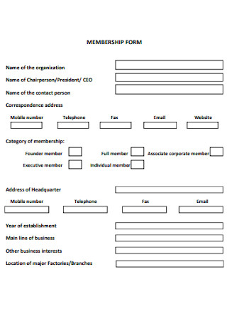 Agriculture Membership Form