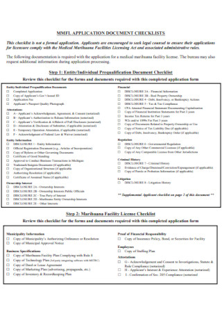 Application Document Checklist