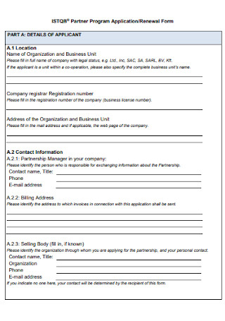 Application and Renewal Form