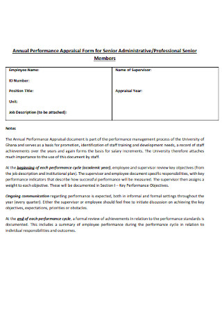 Appraisal Form for Senior Administrative