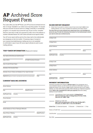Archived Score Request Form 