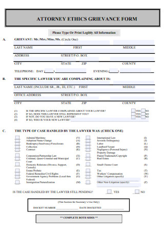 Attorney Ethics Grievance Form