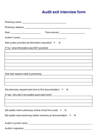 Audit Exit Interview Form