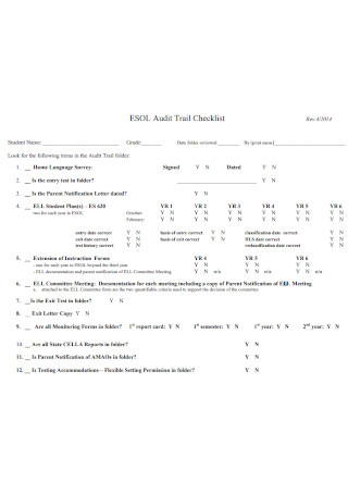 Audit Trail Checklist