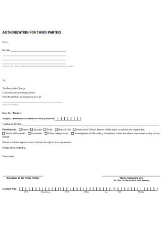 Authorization Form for Third Party