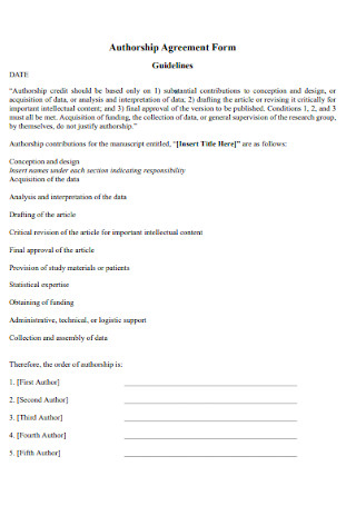 Authorship Agreement Form