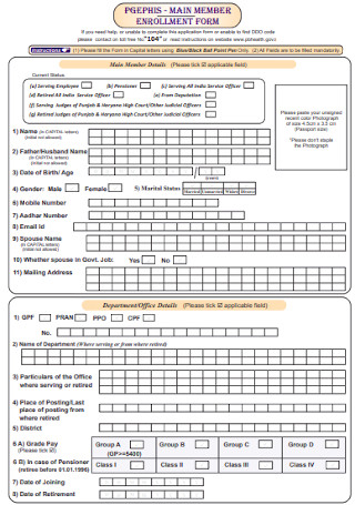 Basic Enrollment Form Template