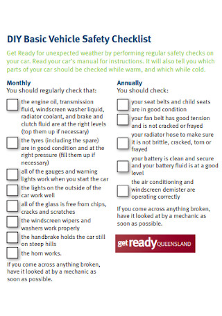 Basic Vehicle Safety Checklist