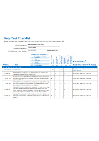 Beta Test Checklist