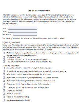 Bid Document Checklist