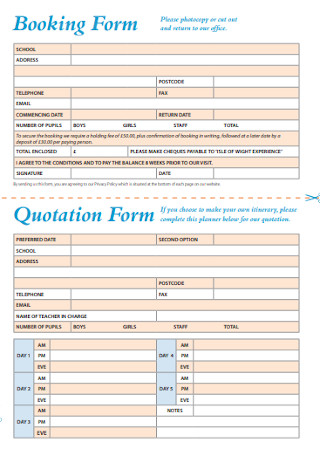Booking Quotation Form