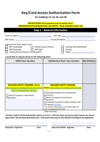 Card Access Authorization Form