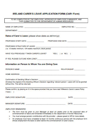 Carers Leave Application Form