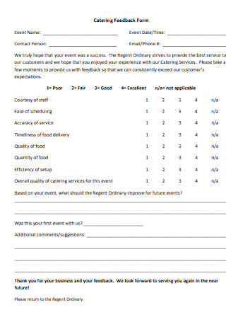 Catering Feedback Form