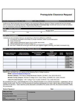 Clearance Request Form
