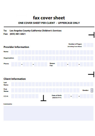 Client Fax Cover Sheet