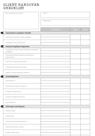 Client Handover Checklist