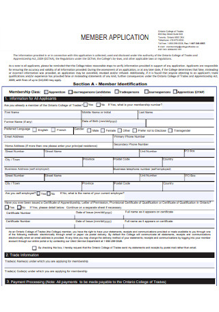 College Membership Application Form