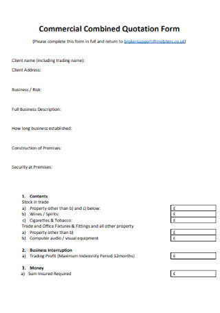 Commercial Combined Quotation Form 